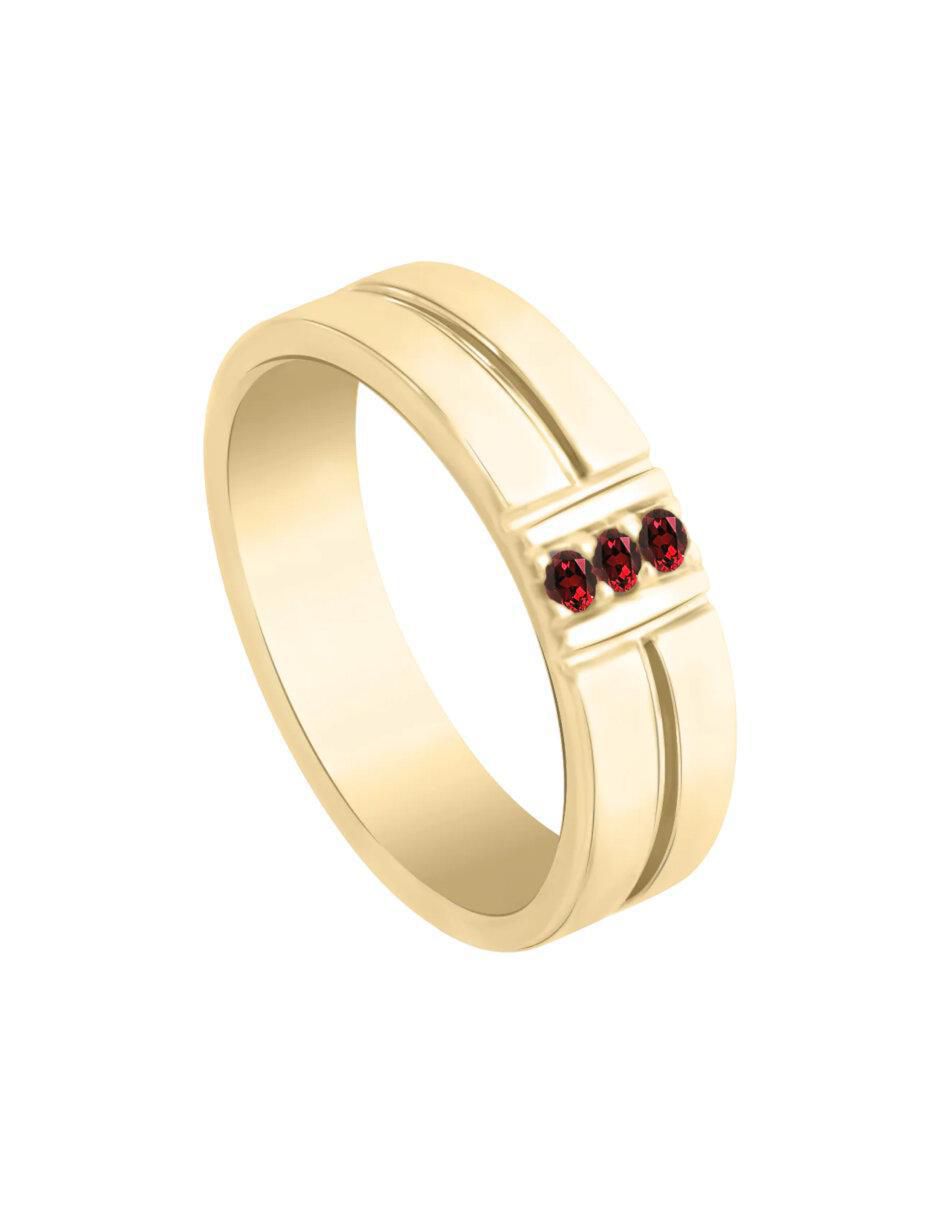Anillo redondo Lionne 14 k de oro rubí brillante 2