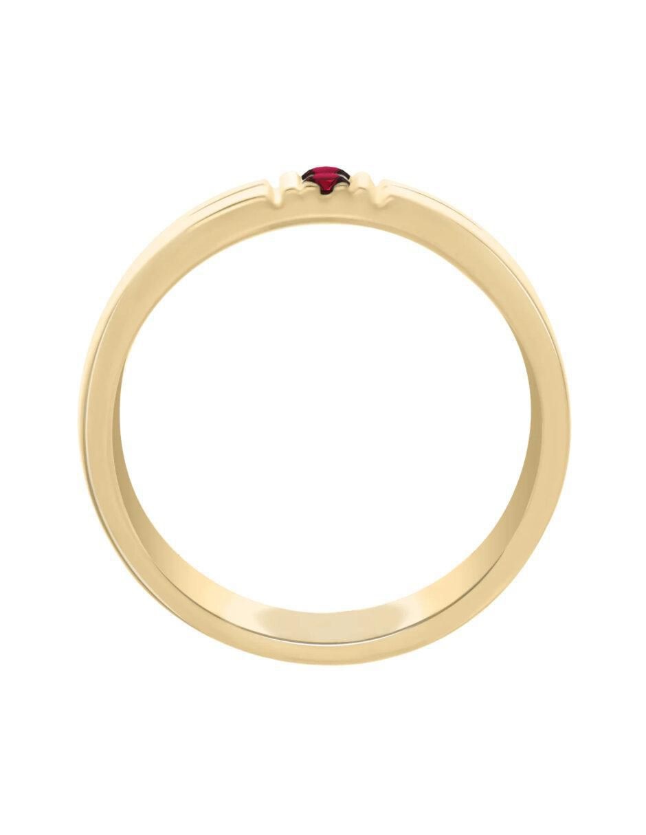 Anillo redondo Lionne 14 k de oro rubí brillante 3