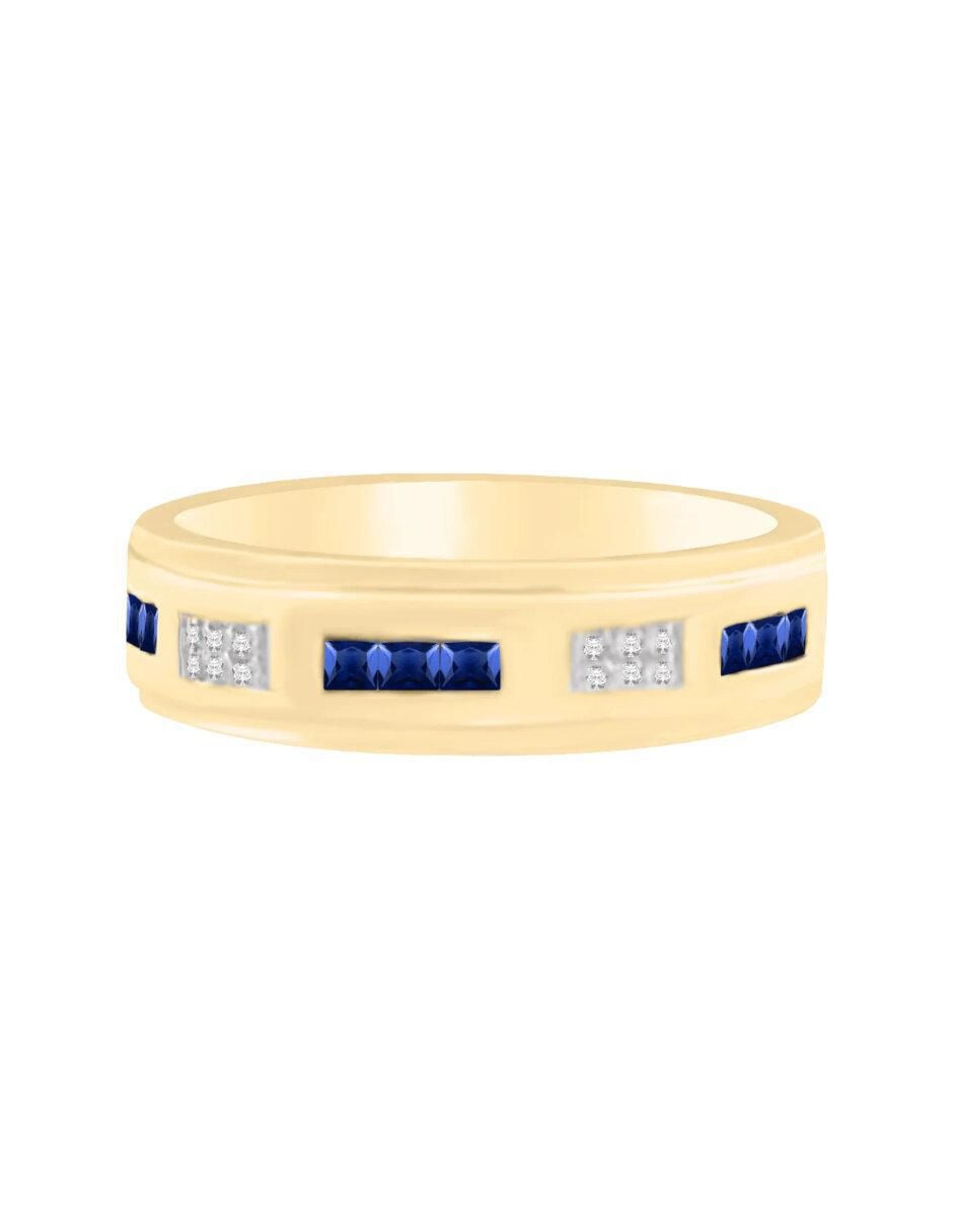 Anillo redondo Briones 14 k de oro zafiro y diamante brillante Anillo redondo Briones 14 k de oro zafiro y diamante brillante