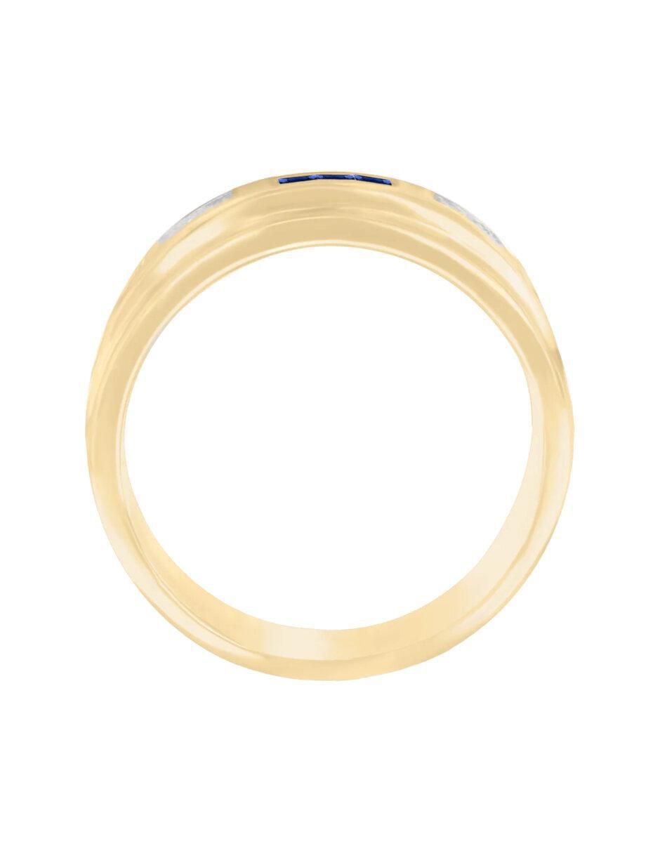 Anillo redondo Briones 14 k de oro zafiro y diamante brillante 3