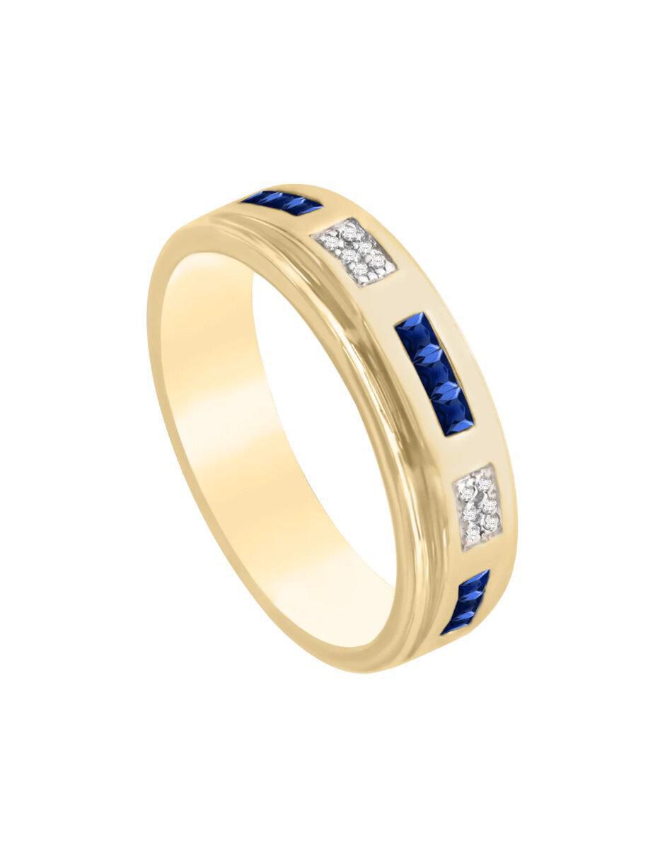 Anillo redondo Briones 14 k de oro zafiro y diamante brillante 2
