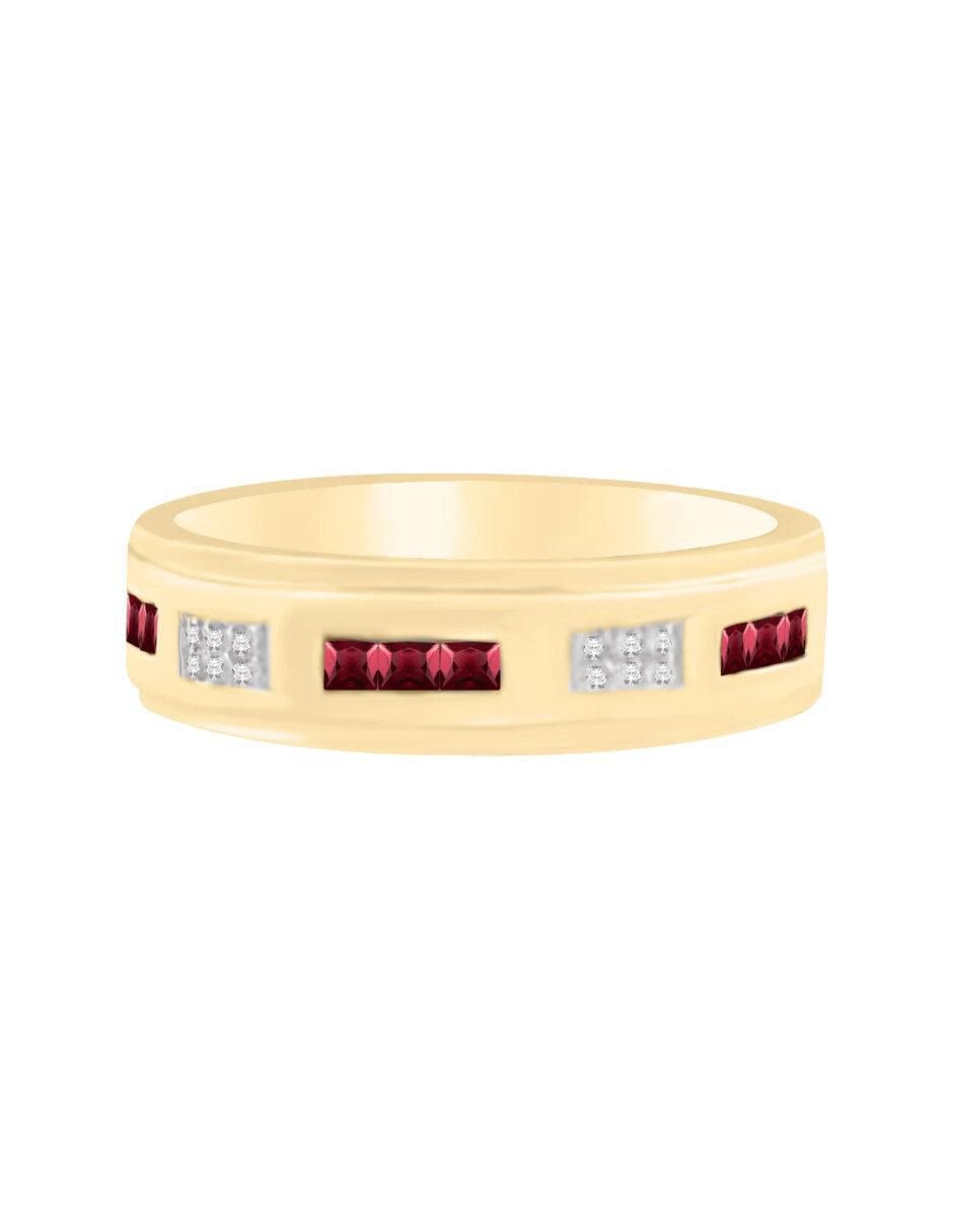 Anillo redondo Briones 14 k de oro rubí y diamante brillante Anillo redondo Briones 14 k de oro rubí y diamante brillante
