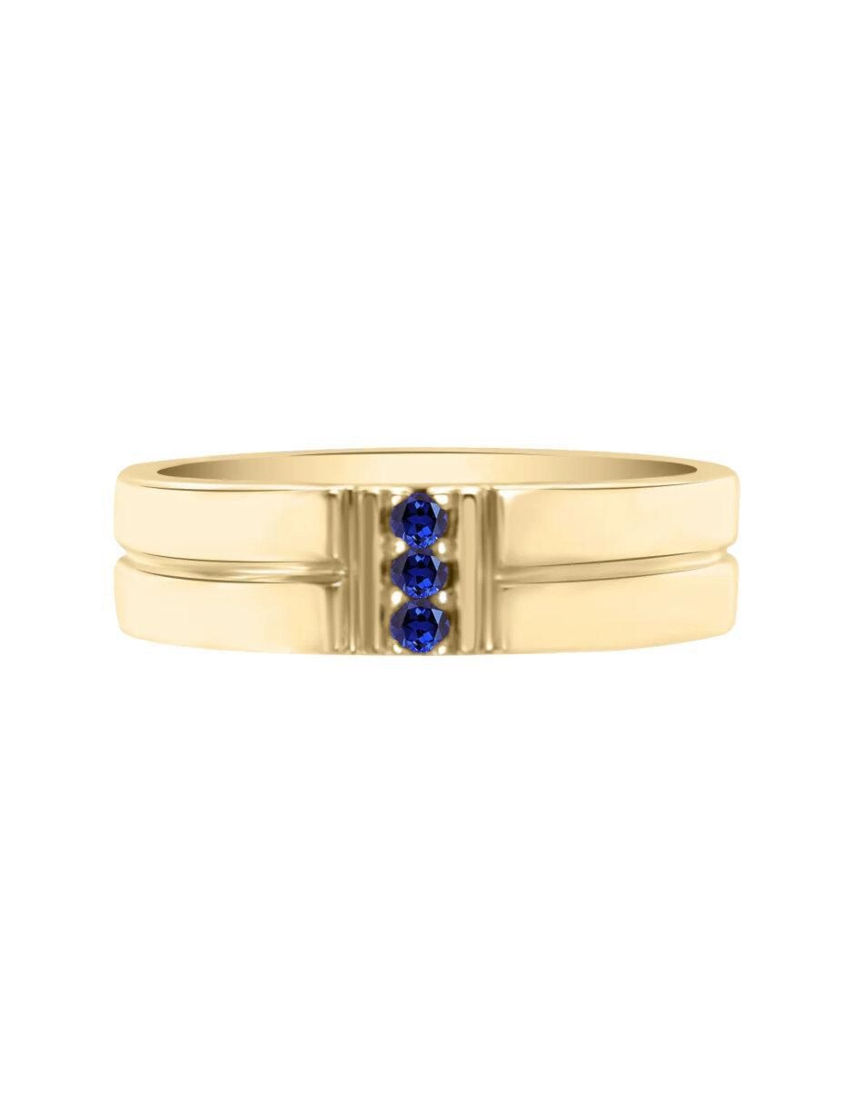 Anillo redondo Lionne 14 k de oro zafiro brillante Anillo redondo Lionne 14 k de oro zafiro brillante