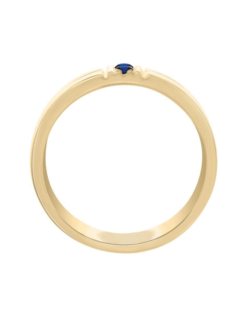 Anillo redondo Lionne 14 k de oro zafiro brillante 3