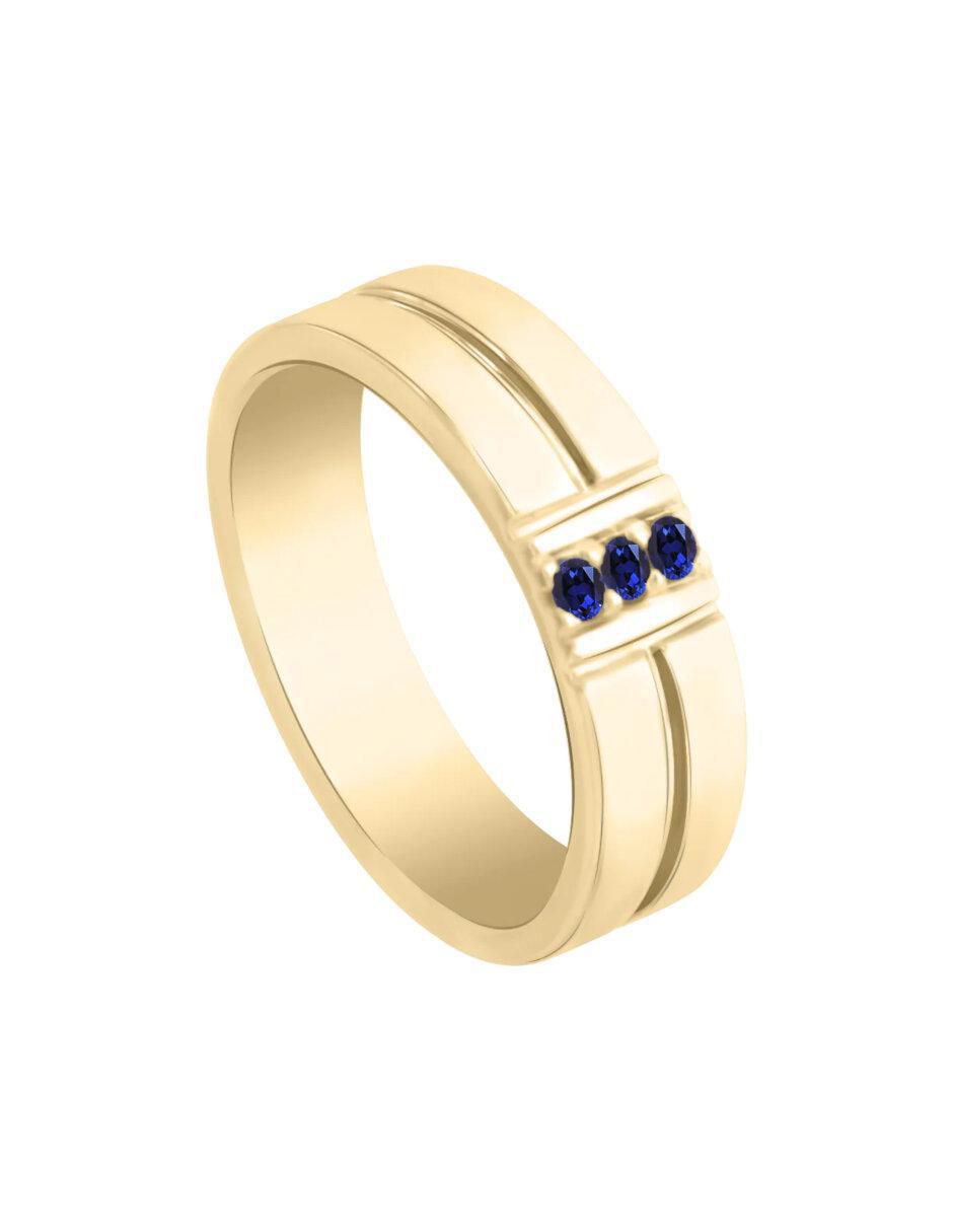 Anillo redondo Lionne 14 k de oro zafiro brillante 2