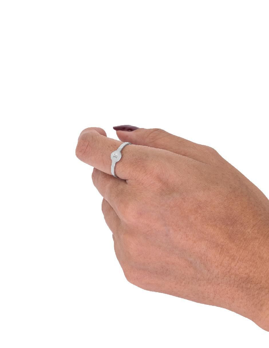 Anillo redondo P 925 de plata brillante