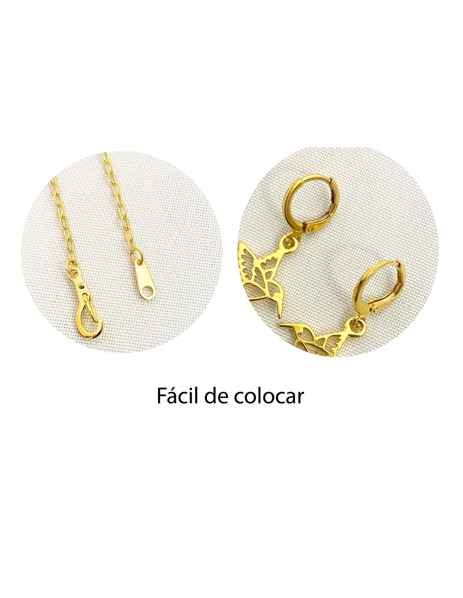 Aretes y collar de colibrí 18 k perla 4