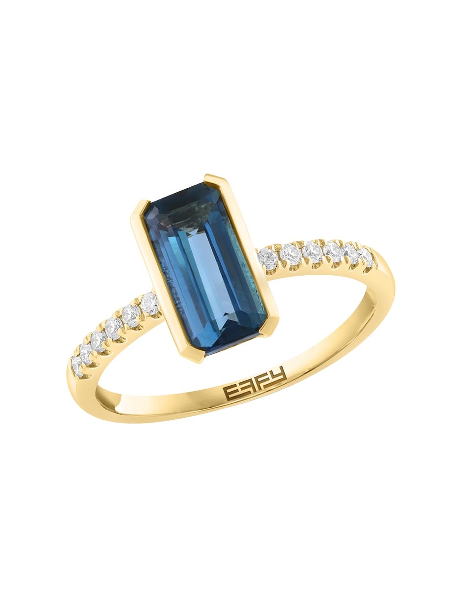 Anillo cuadrado 14 k de oro diamante brillante 1