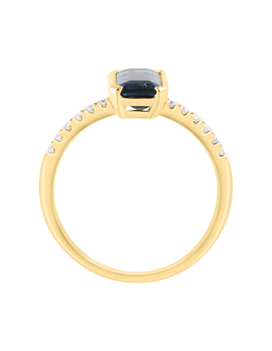 Anillo cuadrado 14 k de oro diamante brillante 2