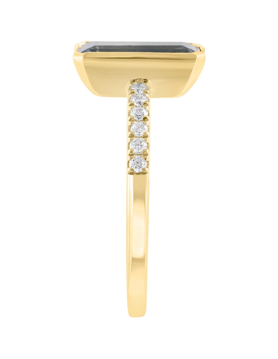 Anillo cuadrado 14 k de oro diamante brillante 3
