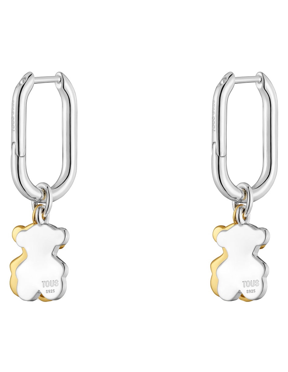 Aretes de aro oso de plata P 925 con acabado brillante 3