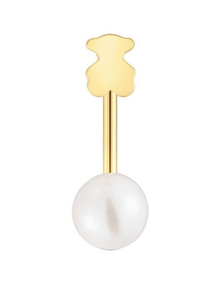 Aretes de oso Oso de oro amarillo 18 K con acabado brillante perla 1