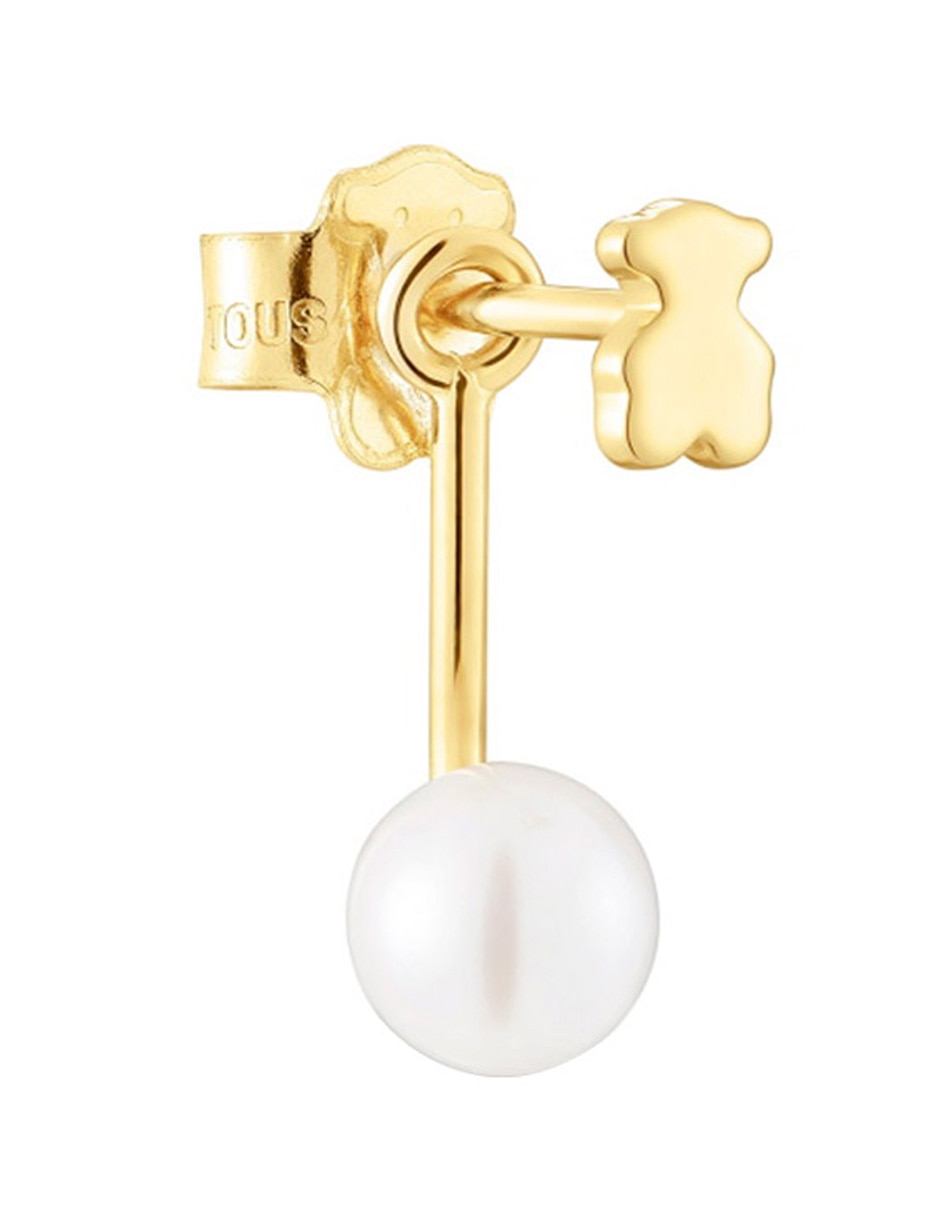 Aretes de oso Oso de oro amarillo 18 K con acabado brillante perla 2
