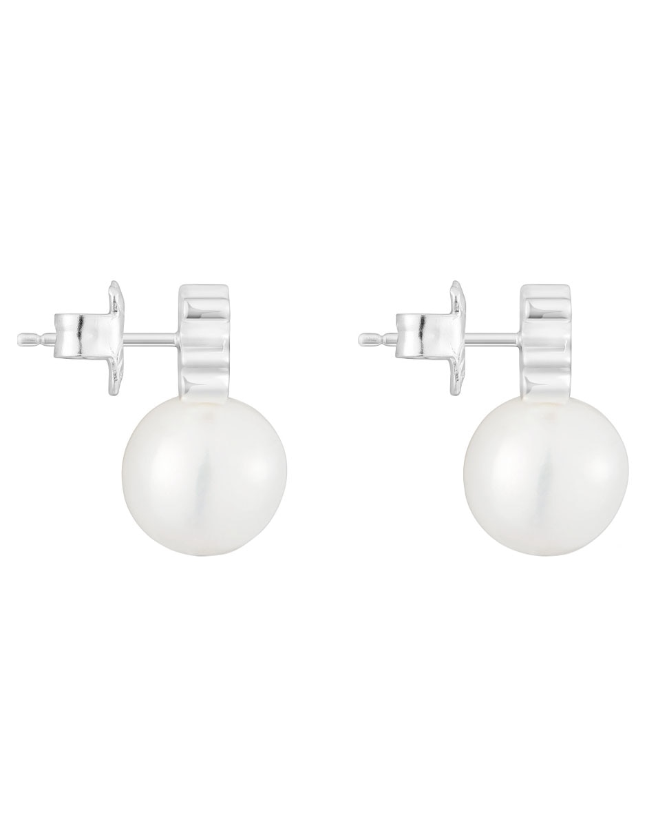 Aretes de oso Oso de plata P 925 con acabado brillante perla 2