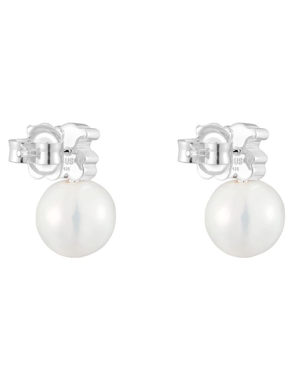 Aretes de oso Oso de plata P 925 con acabado brillante perla 3