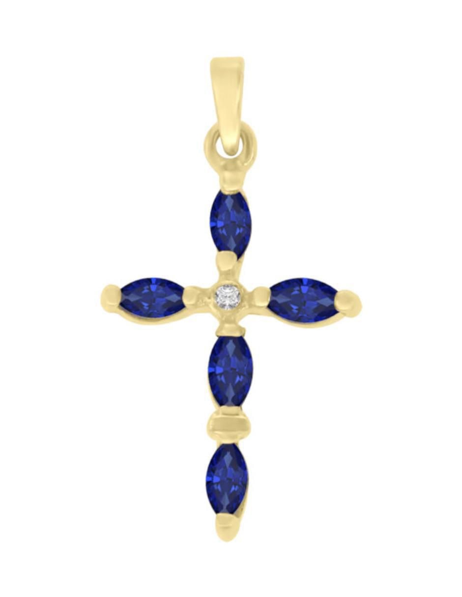 Dije de cruz Fascinare eva de oro 14 K zafiro y diamante Dije de cruz Fascinare eva de oro 14 K zafiro y diamante