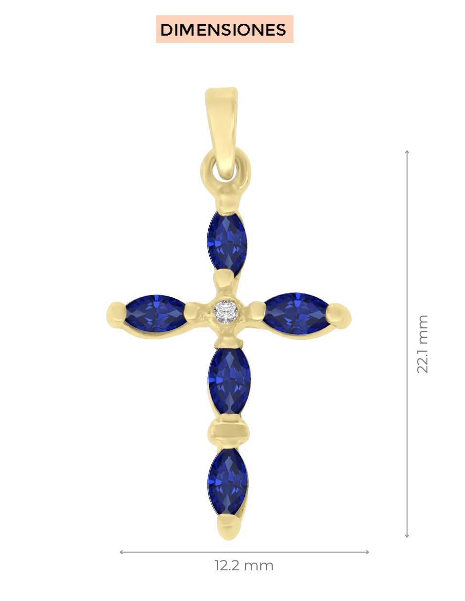 Dije de cruz Fascinare eva de oro 14 K zafiro y diamante 2