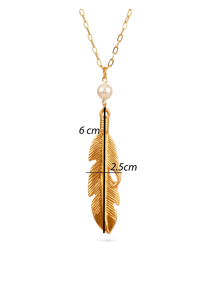 Collar con dije de pluma de baño de oro 18 k