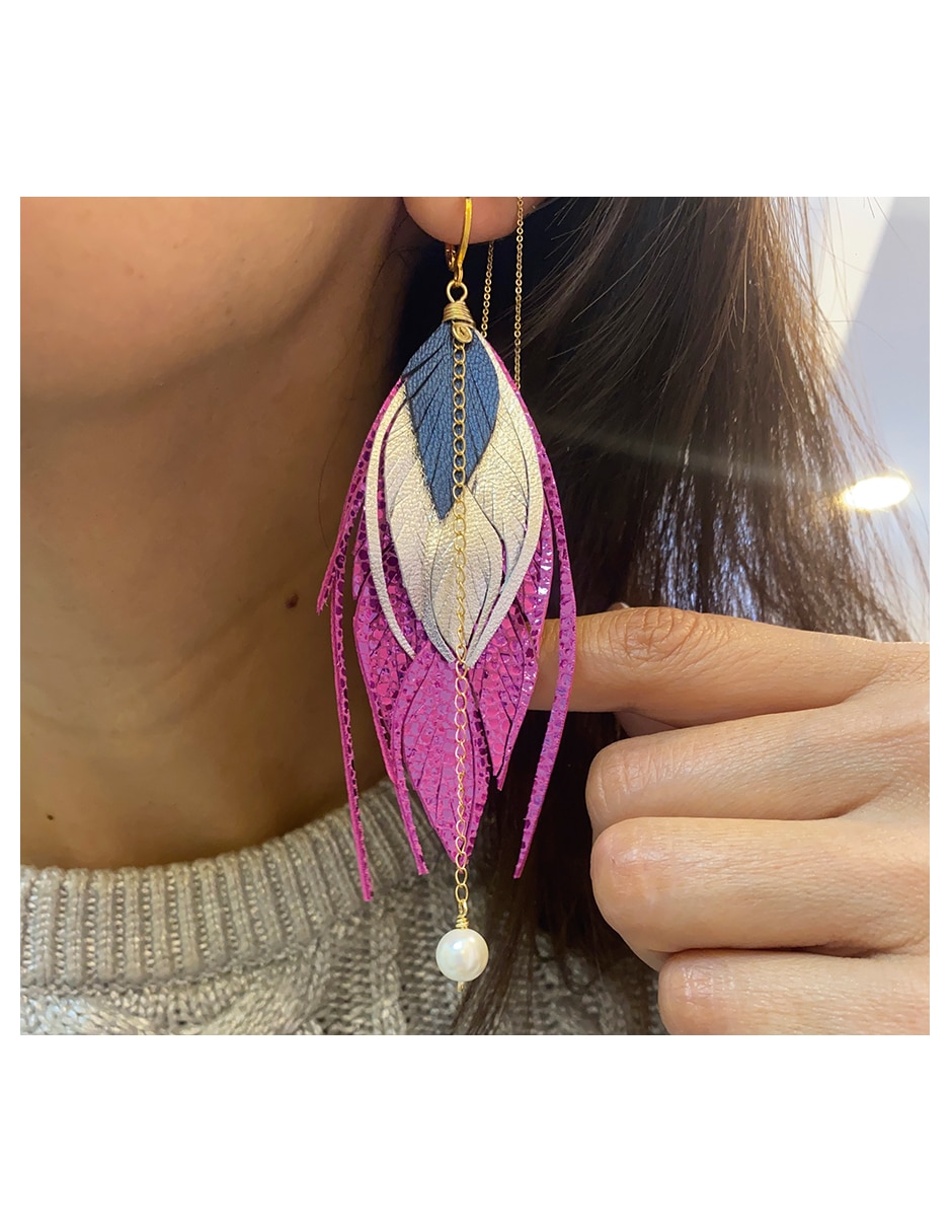 Aretes de pluma con acabado liso 2