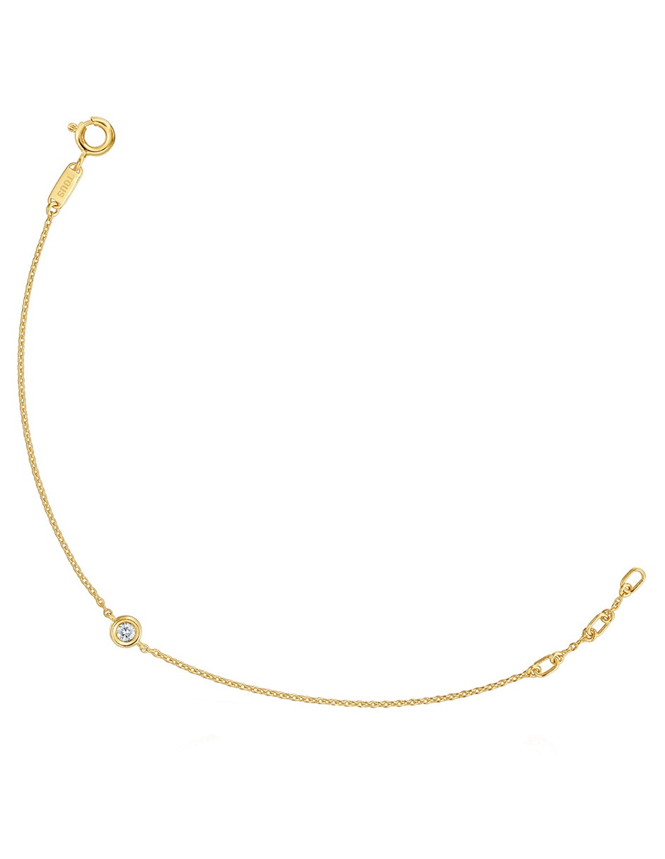 Pulsera de plata P 925 con diamante Line Lgd acabado baño de oro 8