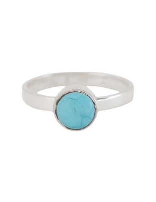 Anillo circular Destellos De La Tierra P 925 de plata turquesa brillante