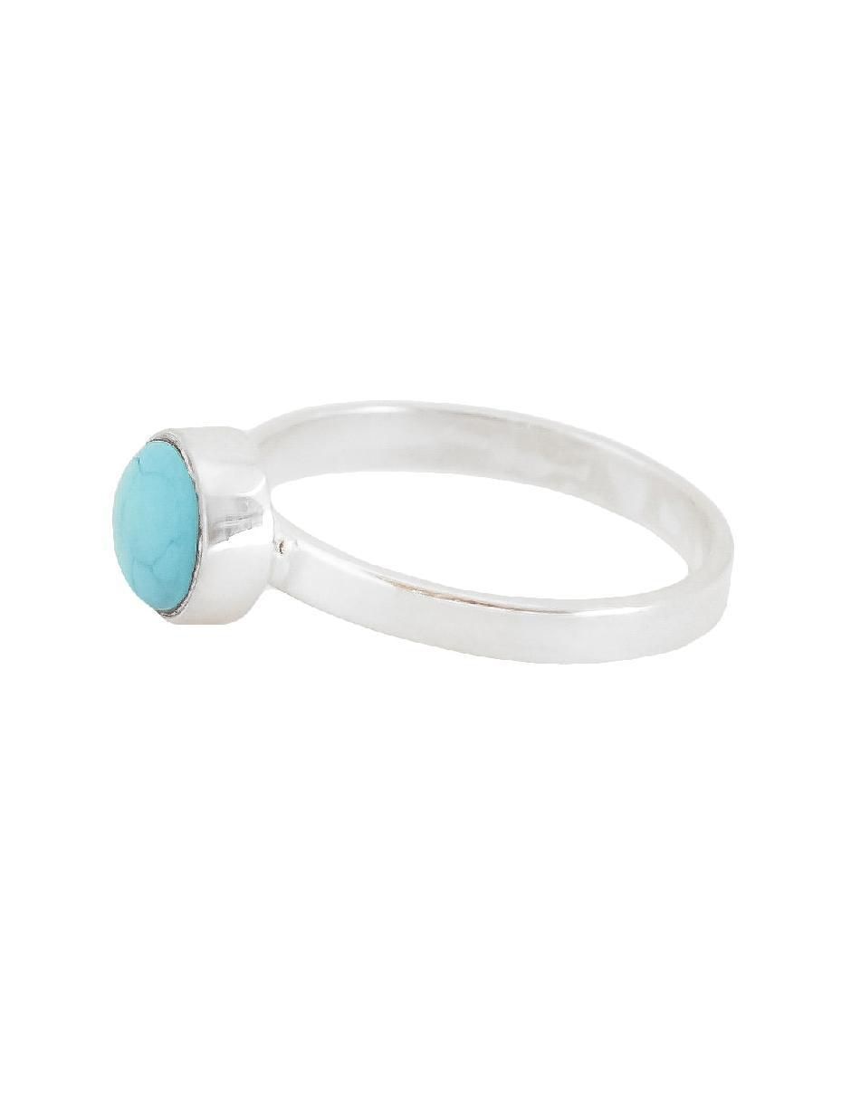 Anillo circular Destellos De La Tierra P 925 de plata turquesa brillante