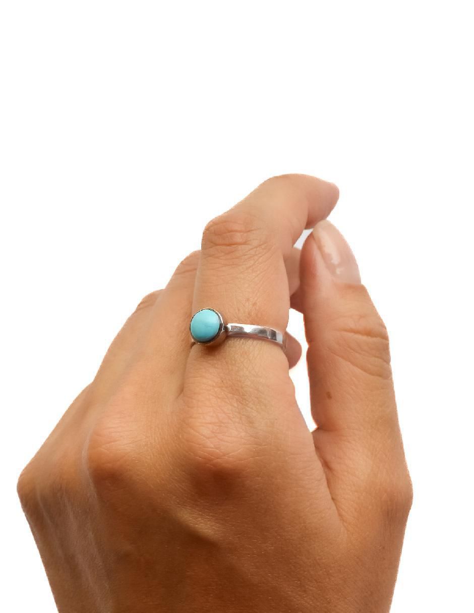 Anillo circular Destellos De La Tierra P 925 de plata turquesa brillante