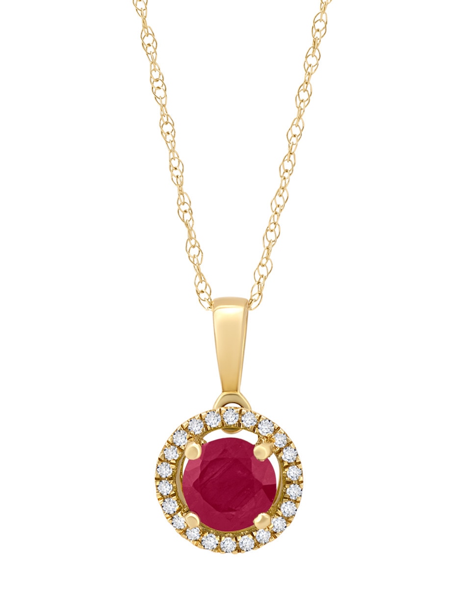 Collar con dije circular de oro amarillo 14 K 1