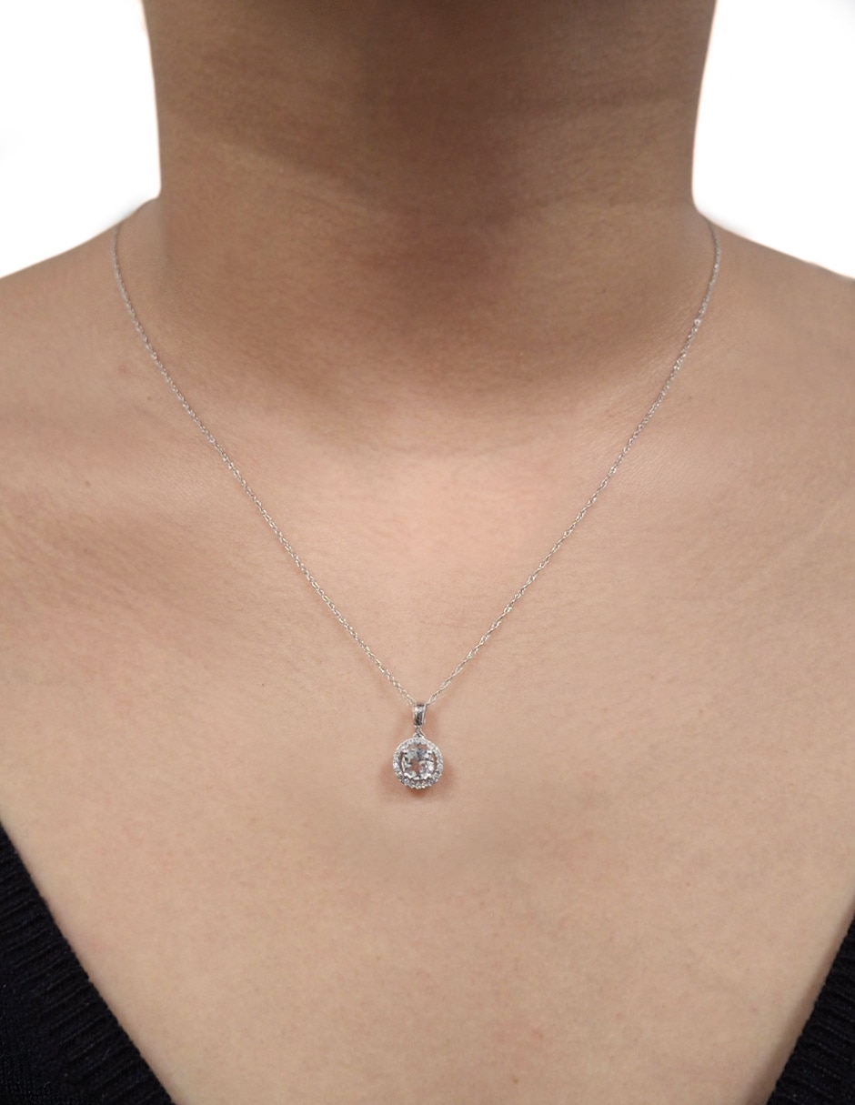 Collar con dije circular de oro blanco 14 K 3