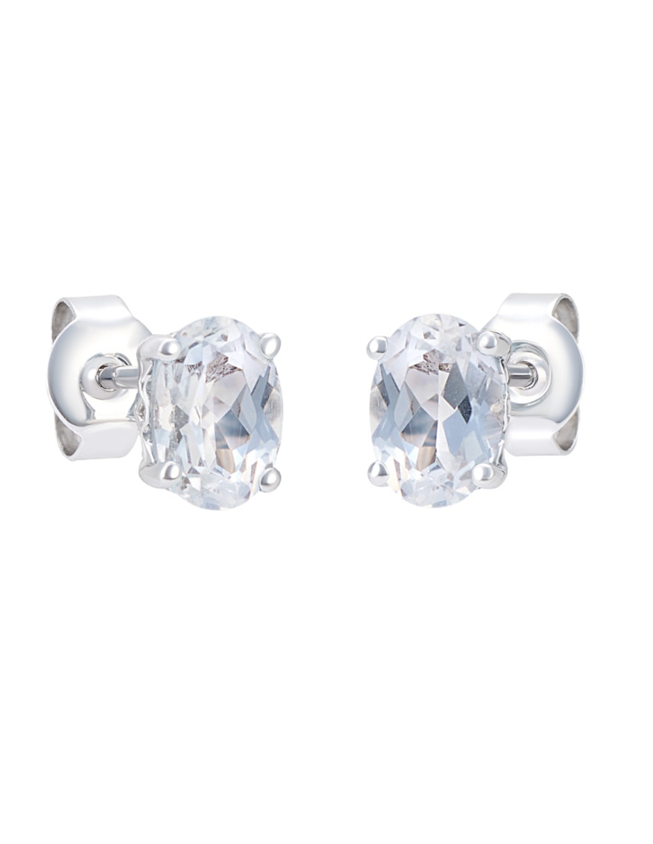 Broqueles de oro blanco 14 K topacio 1