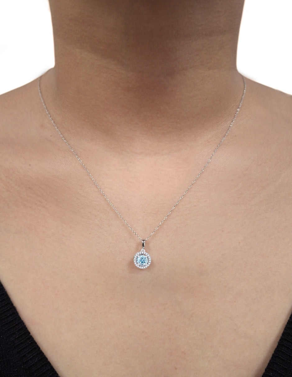 Collar con dije circular de oro blanco 14 K 3