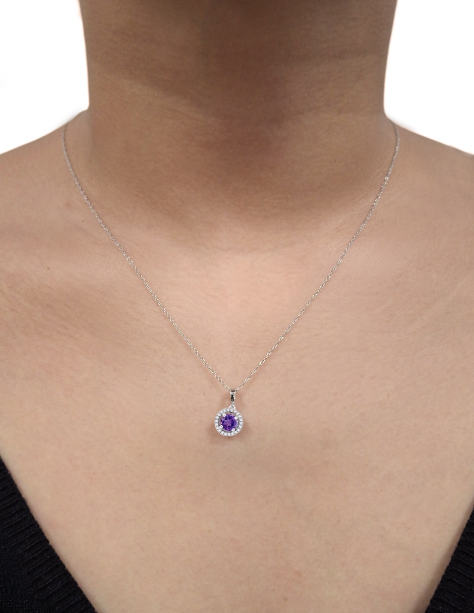 Collar con dije circular de oro blanco 14 K 3