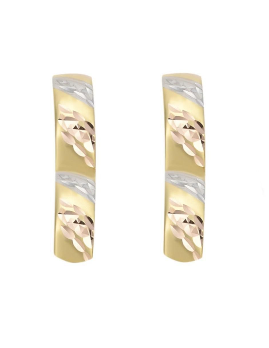Aretes de flor de oro florentino 14 K con acabado diamantado Aretes de flor de oro florentino 14 K con acabado diamantado