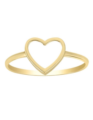 Anillo de corazón 14 k de oro amarillo brillante Anillo de corazón 14 k de oro amarillo brillante