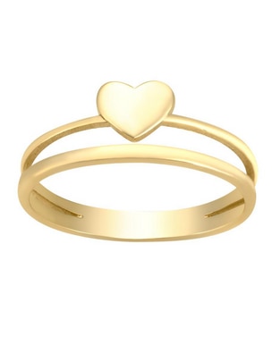 Anillo de corazón 14 k de oro amarillo brillante Anillo de corazón 14 k de oro amarillo brillante