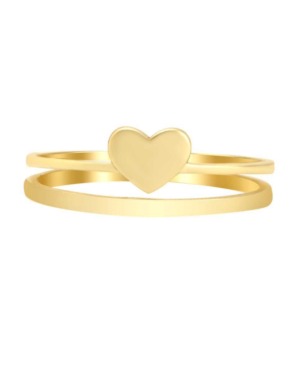 Anillo de corazón 14 k de oro amarillo brillante