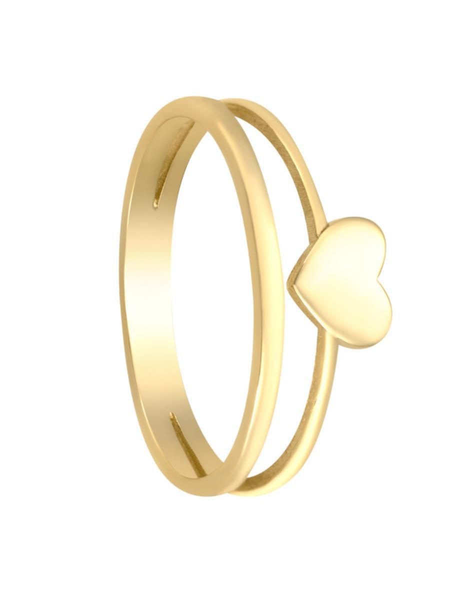 Anillo de corazón 14 k de oro amarillo brillante