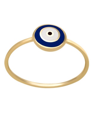 Anillo de ojo 14 k de oro amarillo brillante