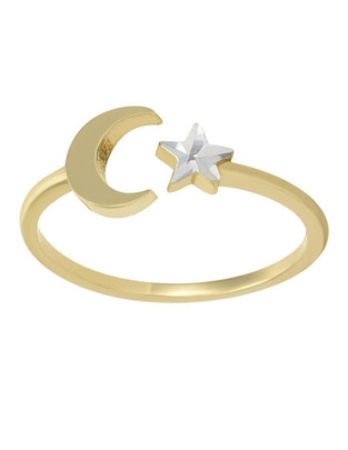 Anillo de luna 14 k de oro amarillo brillante