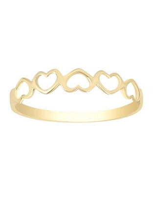 Anillo de corazón 14 k de oro amarillo brillante