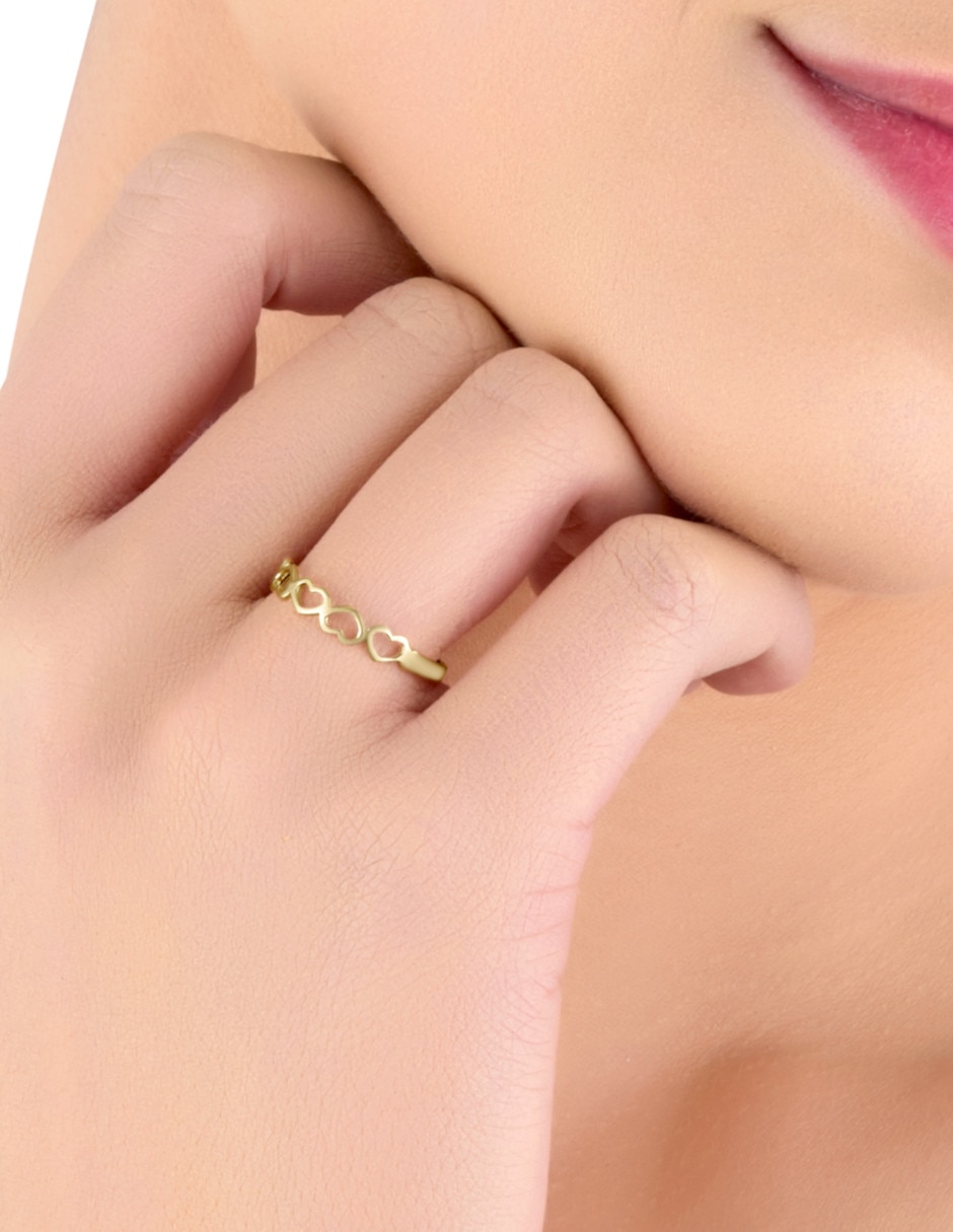 Anillo de corazón 14 k de oro amarillo brillante