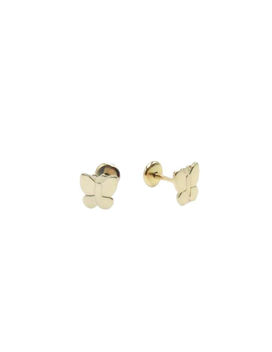 Aretes de mariposa de oro 18 K con acabado pulido Aretes de mariposa de oro 18 K con acabado pulido