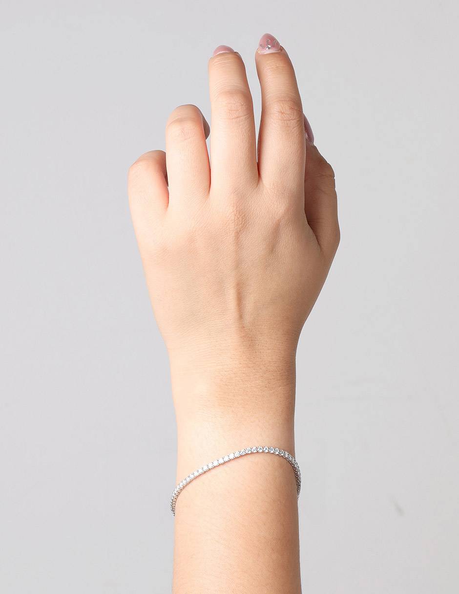 Brazalete de oro blanco 14 K Essential acabado brillante 4