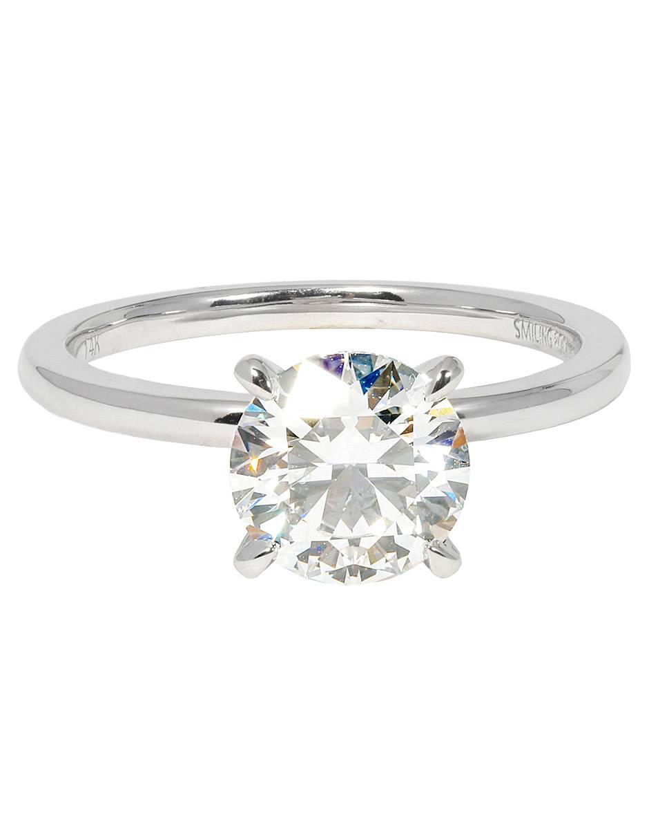 Solitario de oro blanco 14 k Petite diamante de laboratorio Solitario de oro blanco 14 k Petite diamante de laboratorio