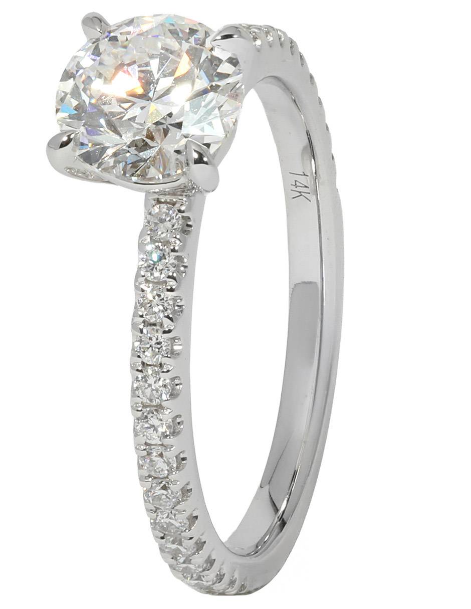 Solitario de oro blanco 14 k Pave Petite diamante de laboratorio 3