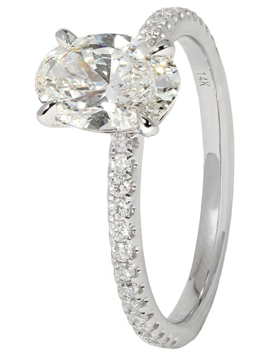 Solitario de oro blanco 14 k smiling rocks Pave Petite diamante de laboratorio
