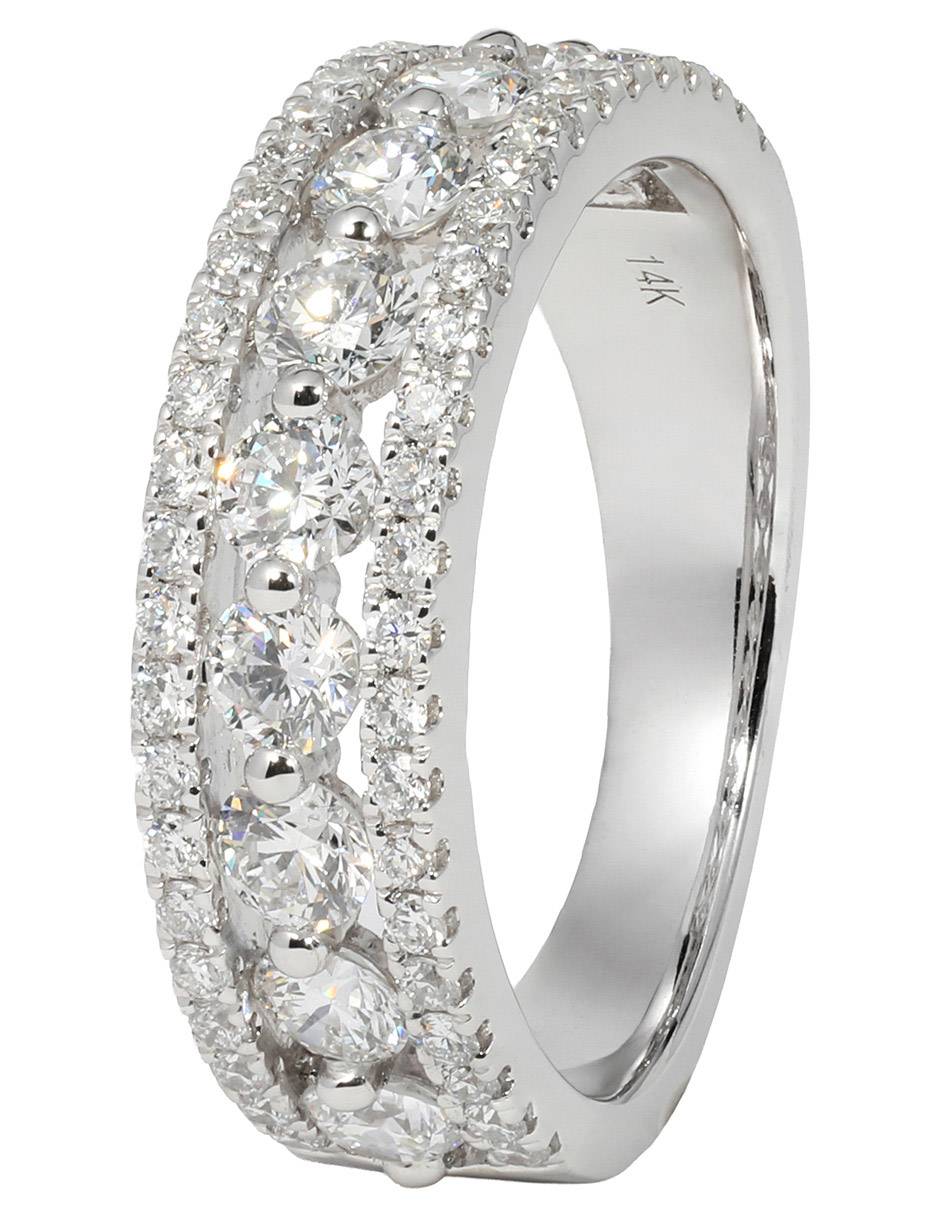 Churumbela de oro blanco 14 k Wide Bands diamante de laboratorio 3