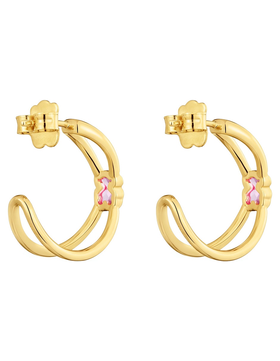 Aretes de oso Tous Icon Color Lgg de plata P925 con acabado brillante rubí
