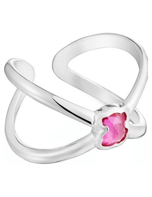 Anillo circular Icon Color Lgg. Oso P 925 de plata vermeil rubí brillante