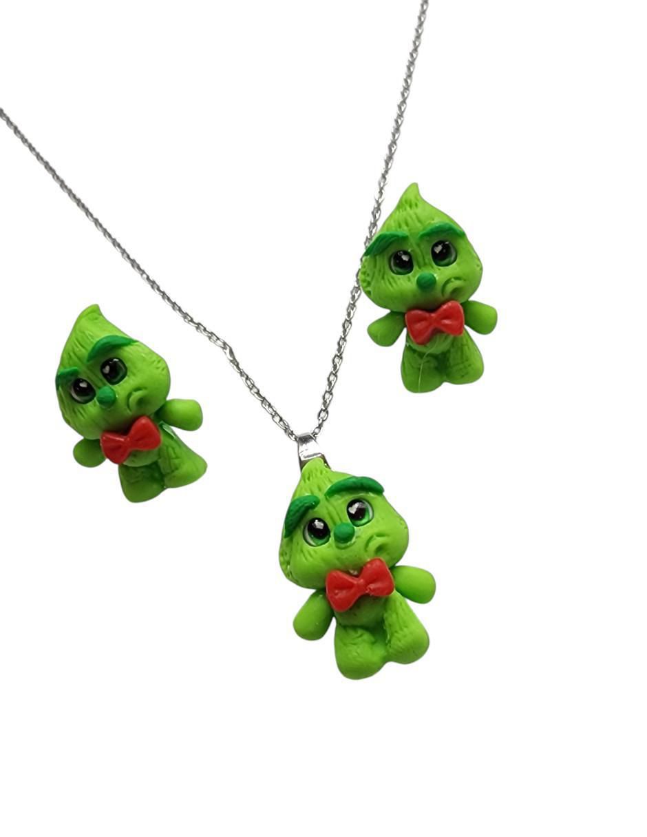 Aretes y collar Grinch Navidad de plata p 925 4